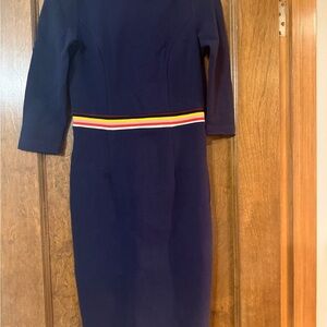 Boden Navy Dress with Colorful Waistband